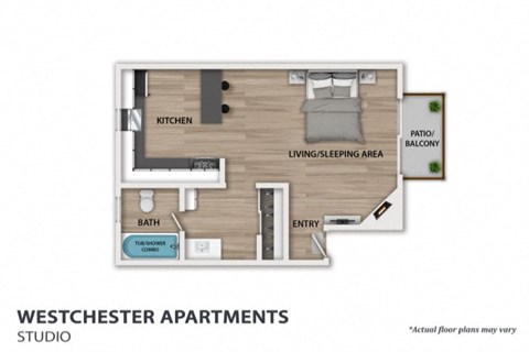 Floor plan for studio, 1 bath, 500 sqft
